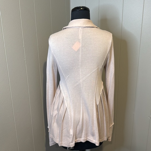 Free People Women’s Extra Small distressed double breasted jacket cream blush - Picture 5 of 8